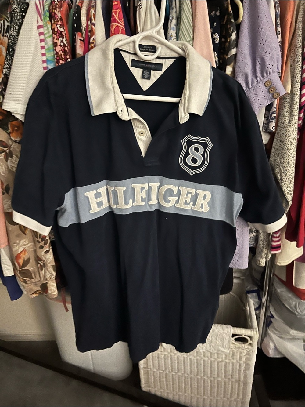 Tommy Hilfiger Navy Polo with White Trim and Red Accent